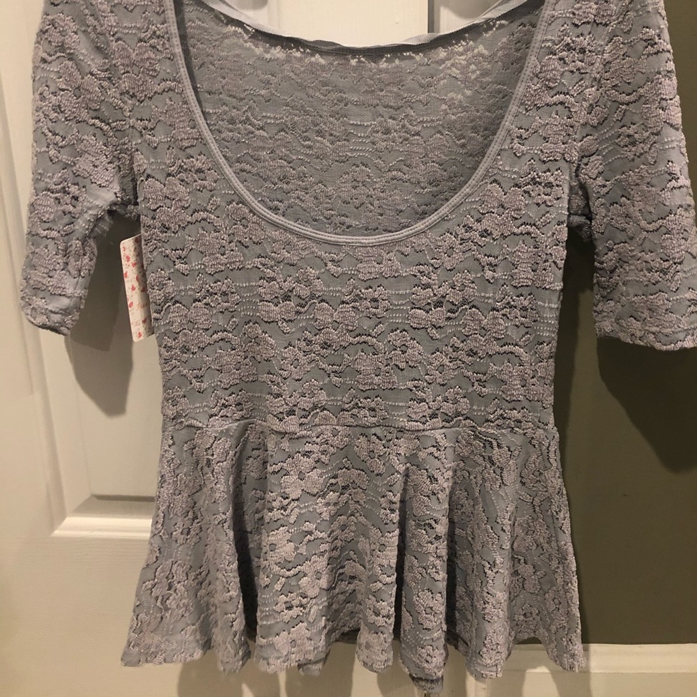 Free People Blue lace crop top